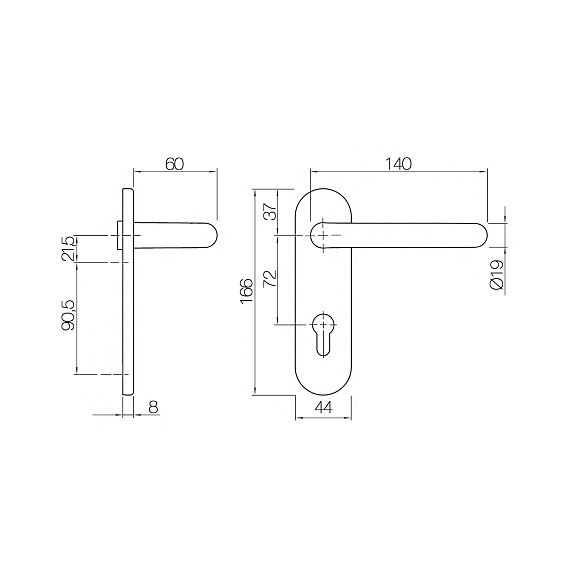 Изображение Ручки нажимные на планке Doorlock 038KP/F PZ72  №3